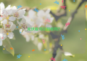 光伏板可以回收嗎？